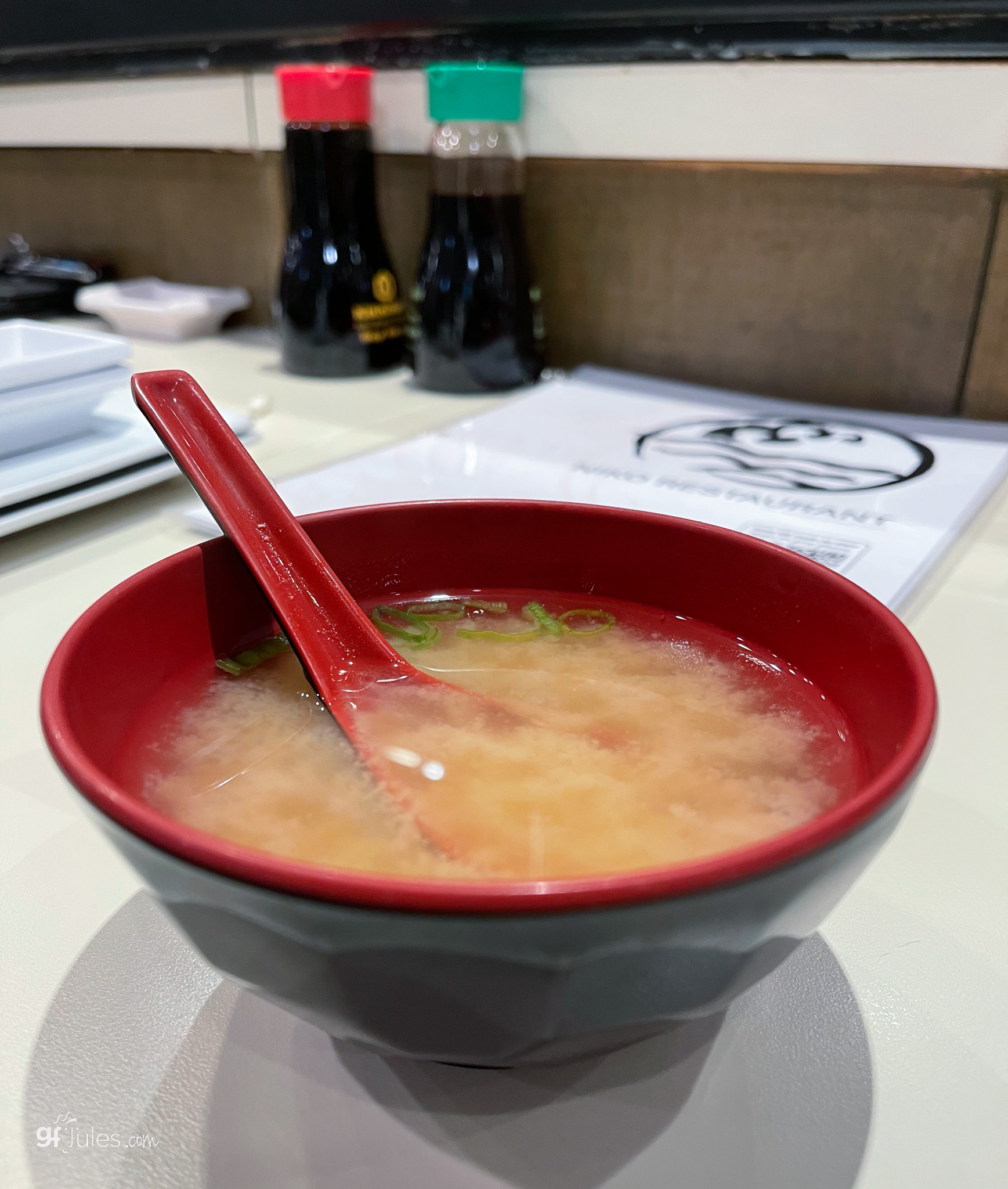 miso soup on sushi bar