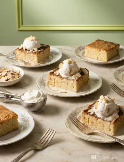 gluten free and vegan tres leches cake with vegan whipped cream