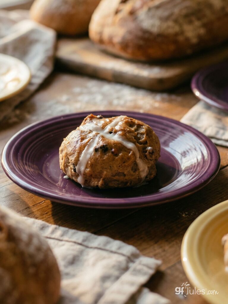 gluten free hot cross bun close up