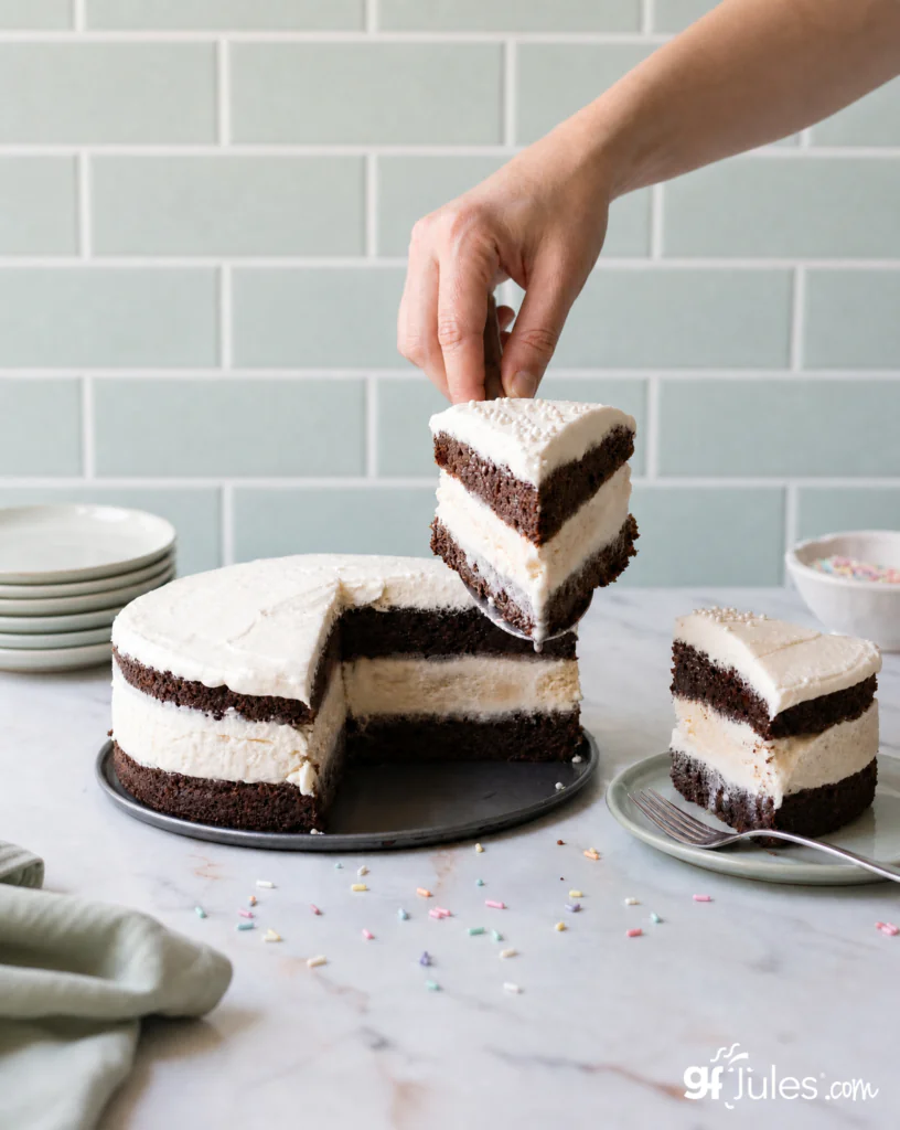 Gluten Free Ice Cream Cake with Plates