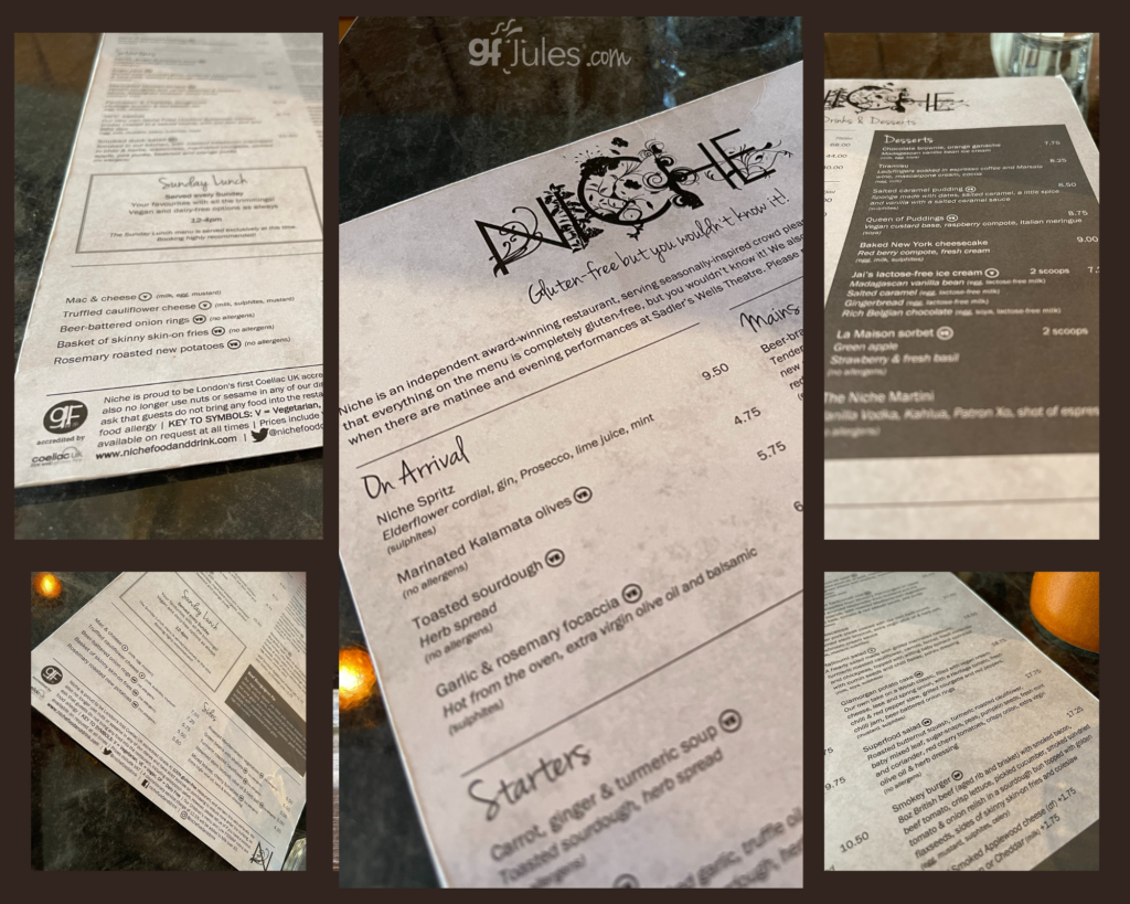 Niche dedicated gluten free restaurant menu in London | gfJules