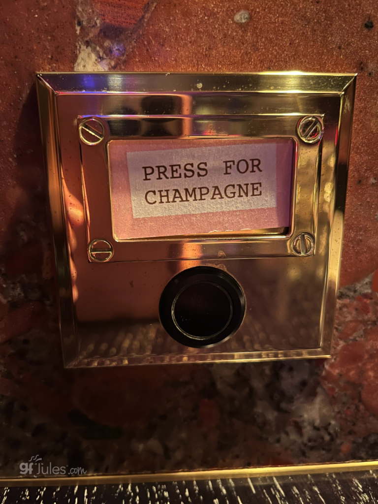 Bob Bob Ricard upscale gluten free dining in London - press for champagne button | gfJules