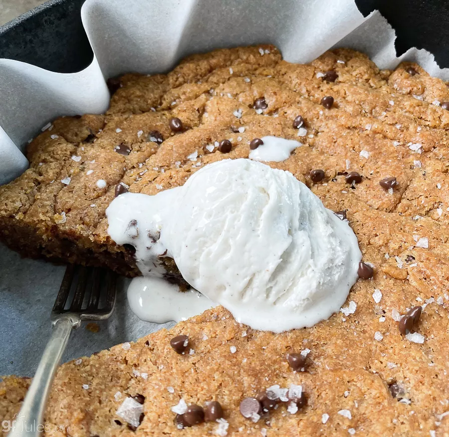 gluten free skillet cookie with ice cream | gfJules