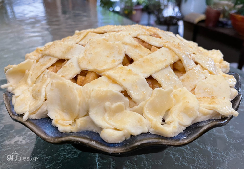 gluten free apple pie with lattice pie crust dough