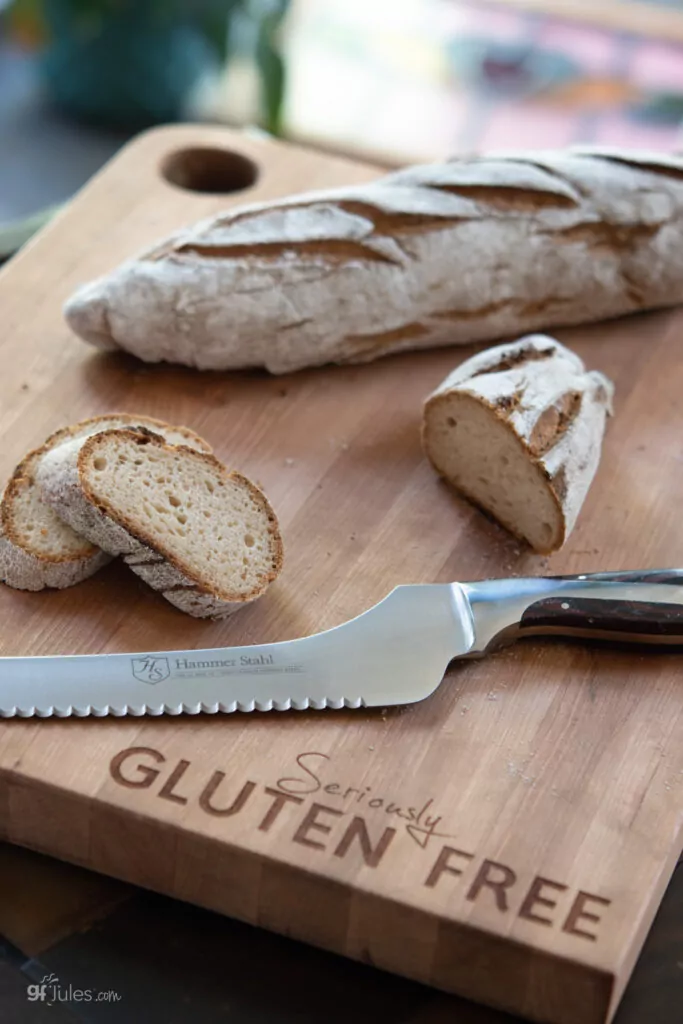gluten free baguettes made with gfJules Bread Mix on board