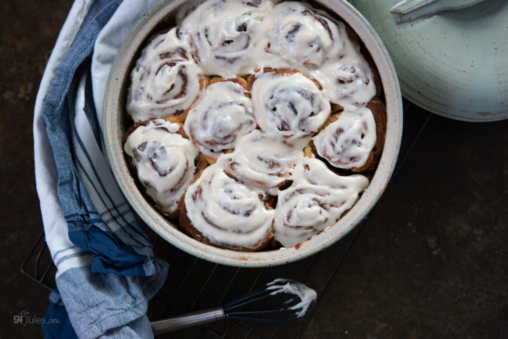 gluten free earl grey overnight cinnamon rolls iced