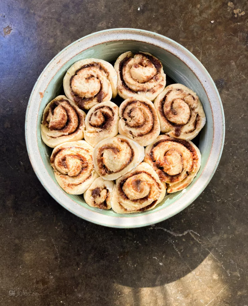 gluten free earl grey overnight cinnamon rolls after rising