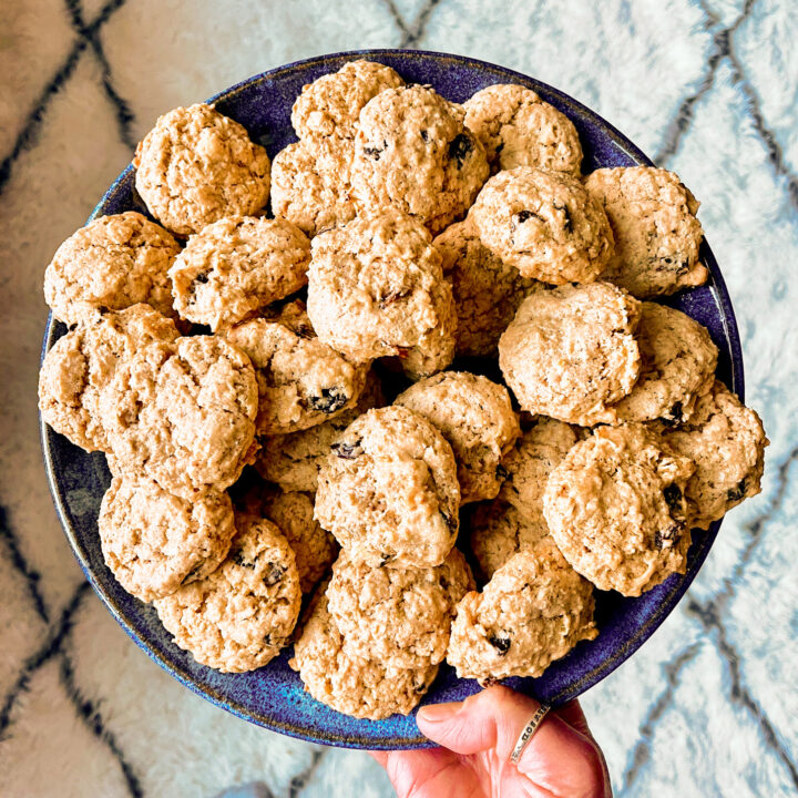 Oatmeal cookies with gfJules Gluten Free Biscuit and Breakfast Baking Flour on plate