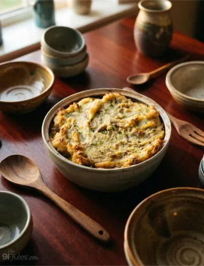gluten free shepherd's pie in window