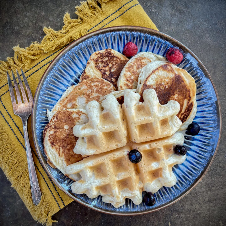 gluten free corn free waffles and pancakes on plate