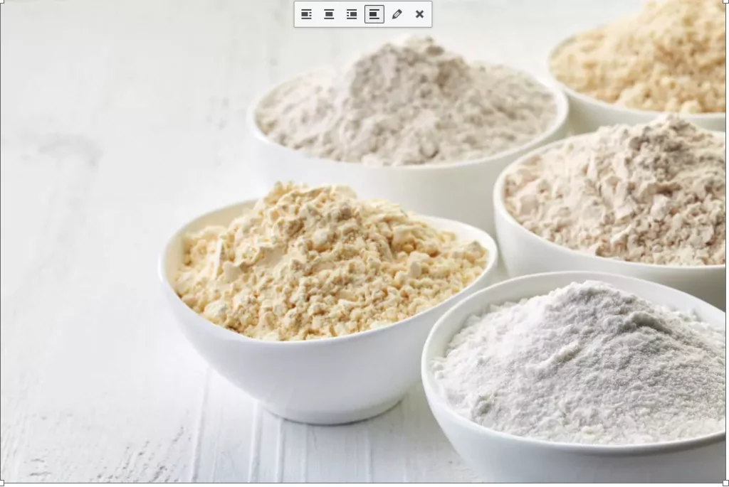 gluten free flours in bowls