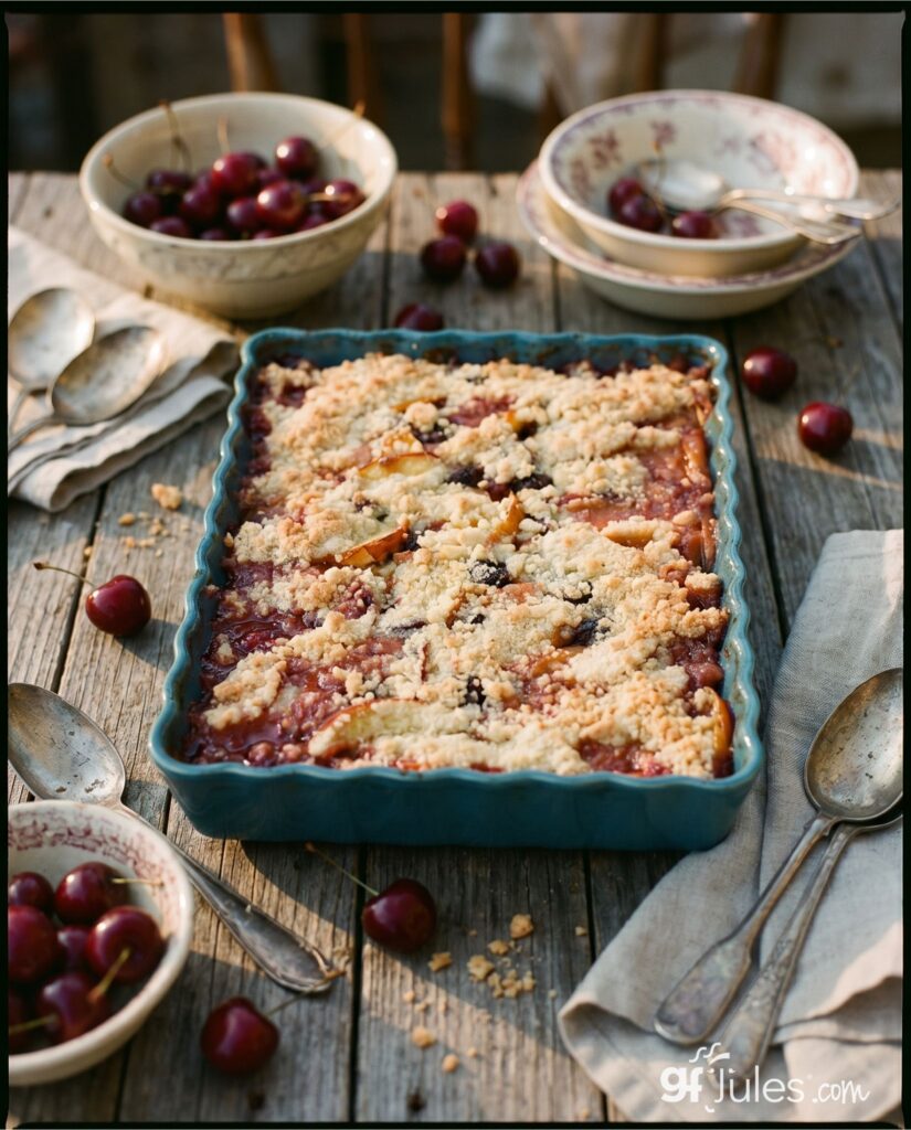 easy gluten free fruit cobbler with bowls