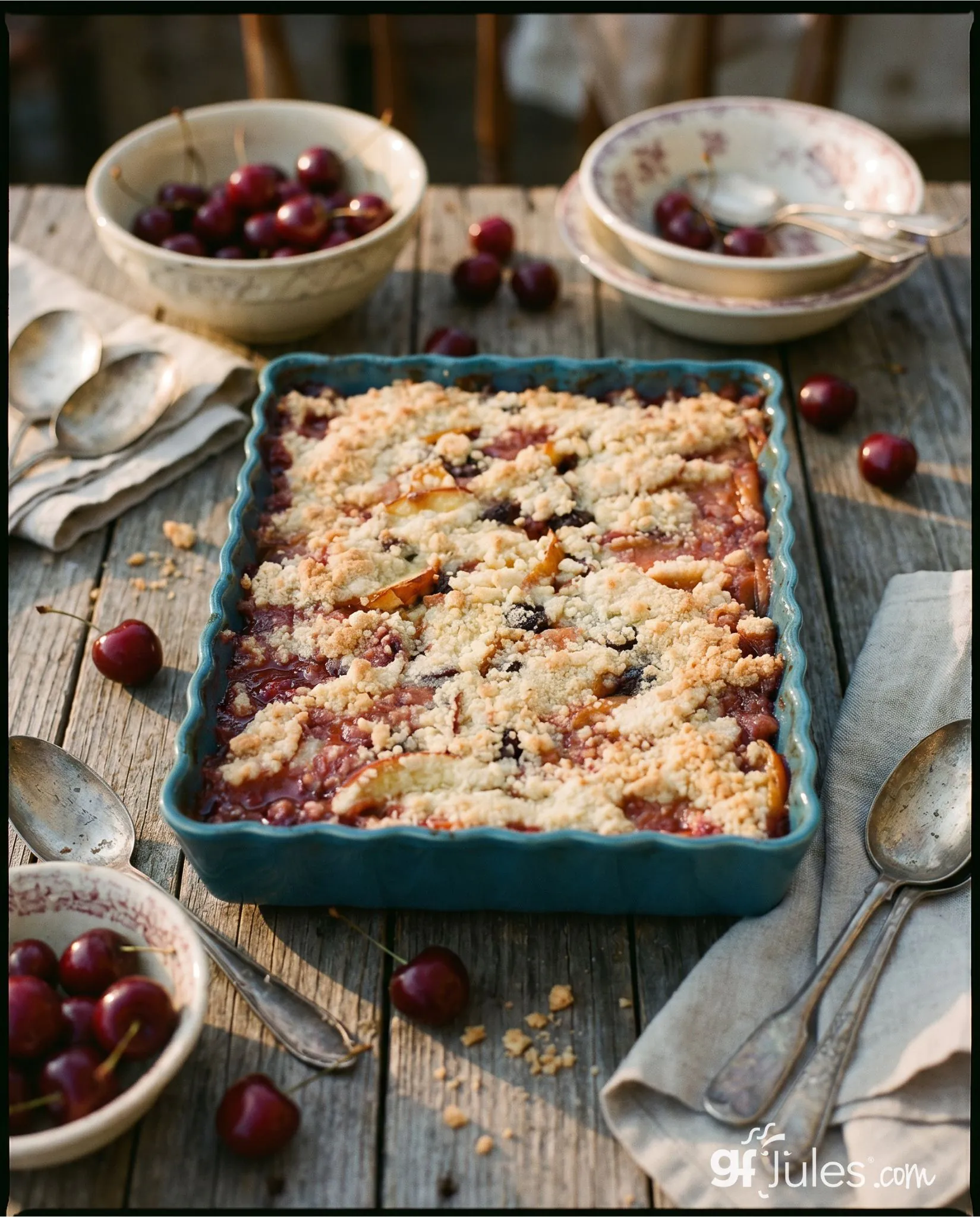easy gluten free fruit cobbler with bowls