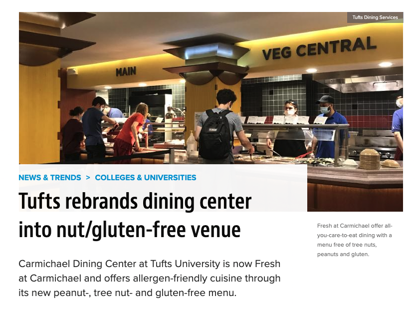 Tufts Gluten free dining center