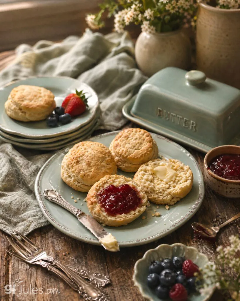easy gluten free biscuits on table with butter
