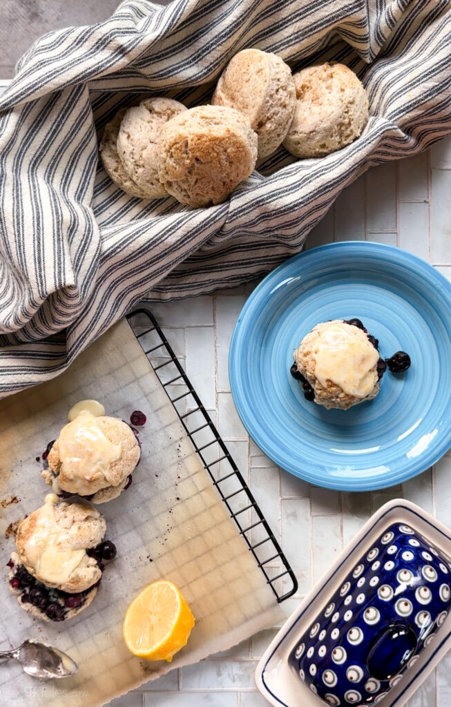 glazed gluten free lemon blueberry biscuit-2