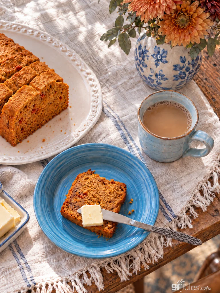 gluten free pumpkin banana bread with butter