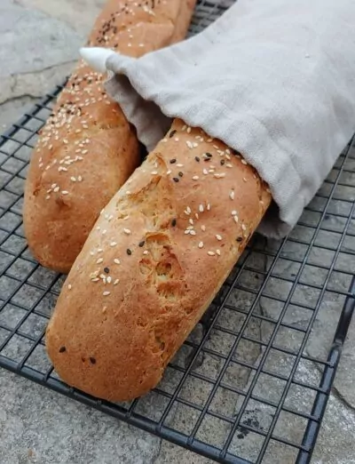 gluten free Italian Bread baguettes in bag