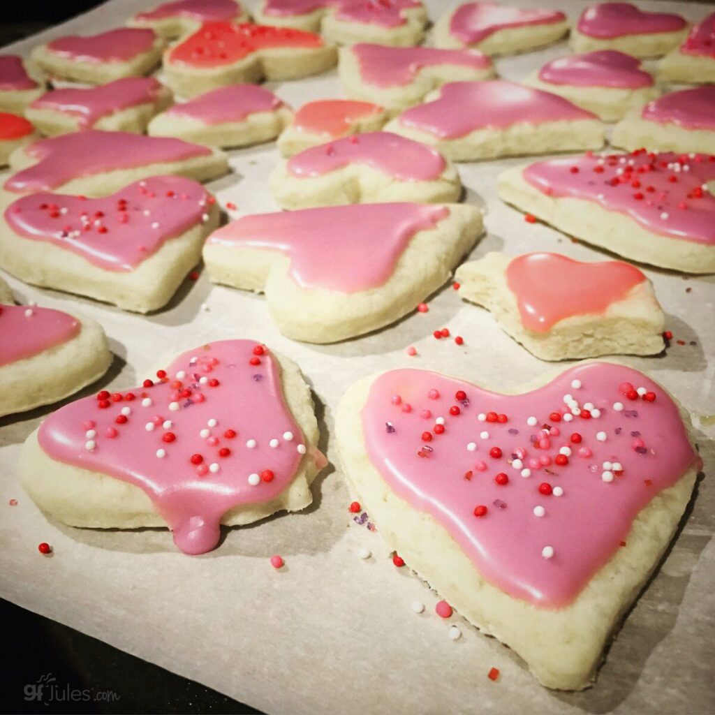 Gluten Free Valentine's Day Sugar Cut out Cookies with icing