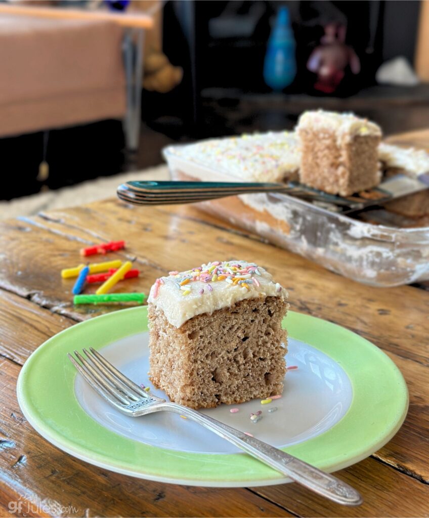 gluten free spice cake from mix baked as sheet pan