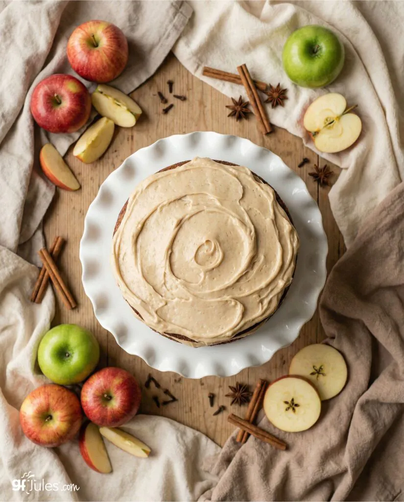 gluten free vegan apple butter cake overhead