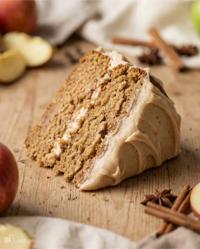 gluten free vegan apple butter cake sliced