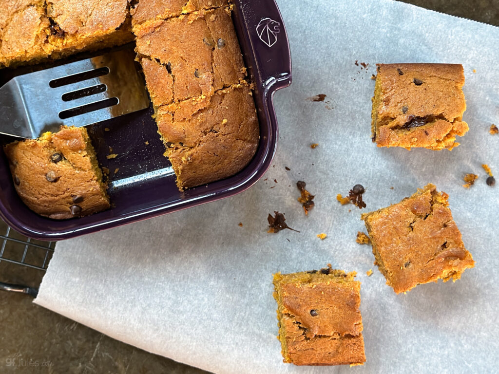 pumpkin bars-in pan and parchment OH
