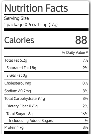Reese's Cup Nutritional Panel