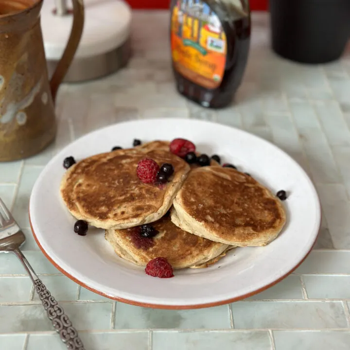 gluten free sourdough pancakes on plate