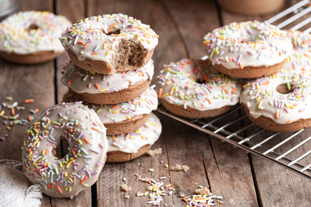 grain free donut stack with bite