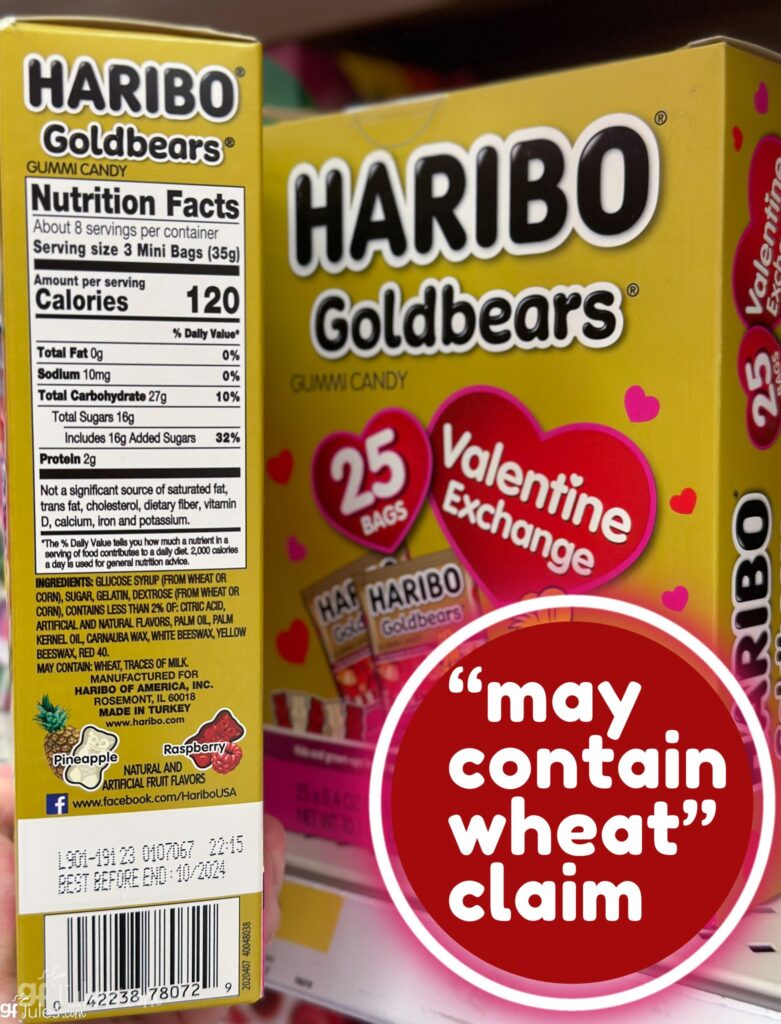 haribo may contain wheat claim