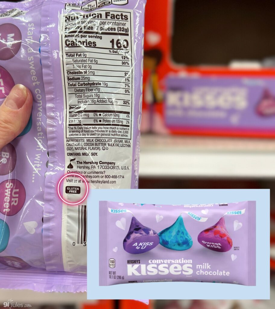 hersheys conversation kisses gluten free claim