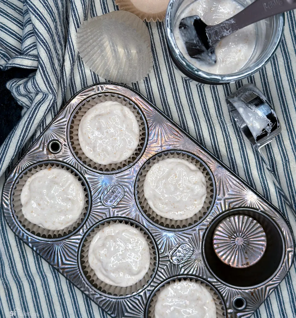 sourdough starter in muffin cups