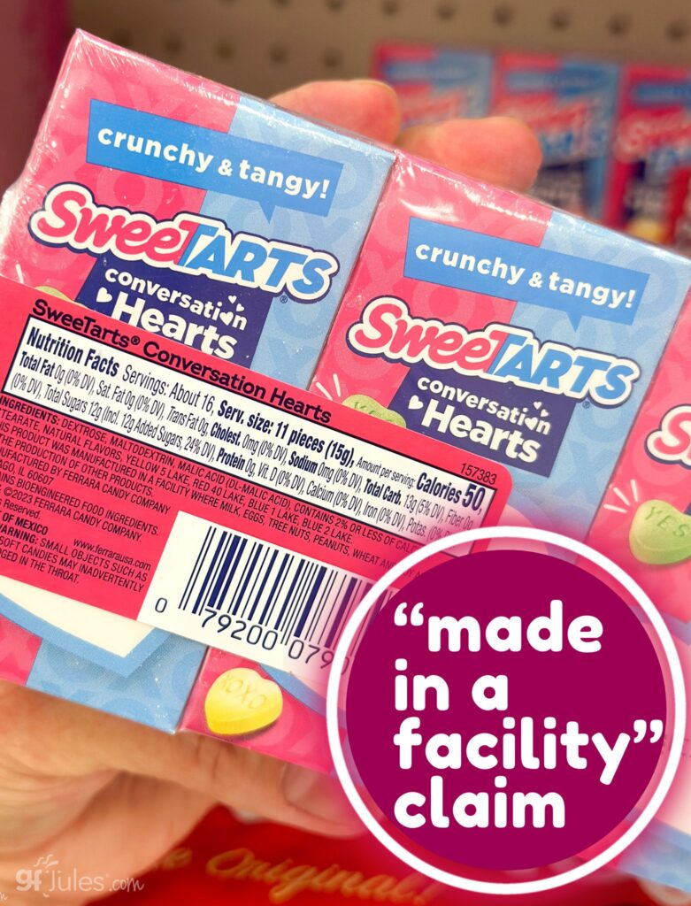 sweetarts made in a facility claim