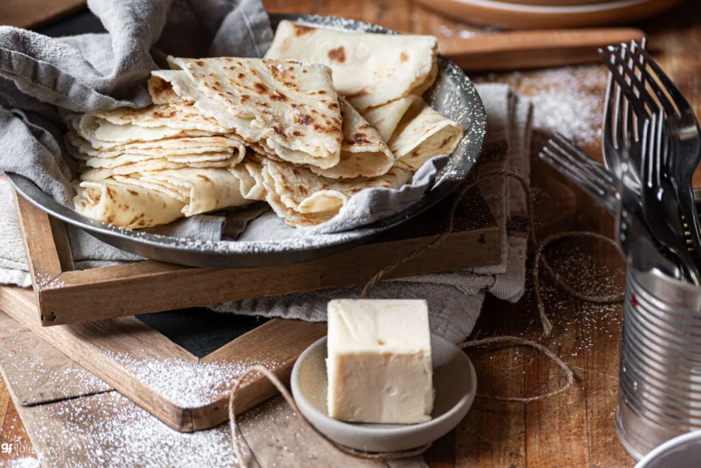 gluten free lefse with pat of butter