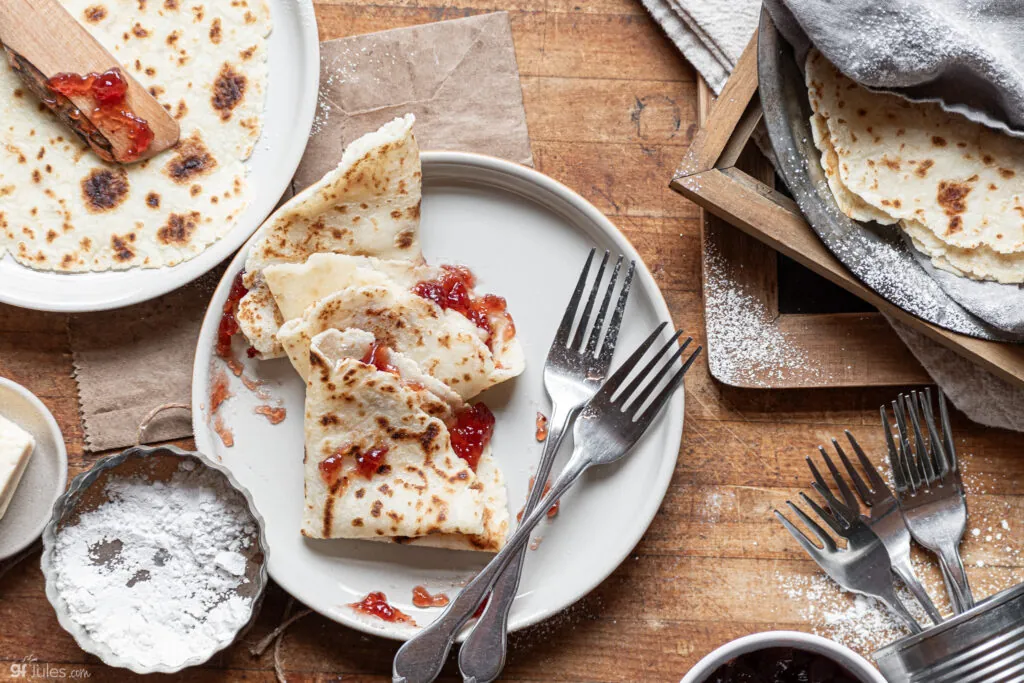 gluten free lefse with jam and plate