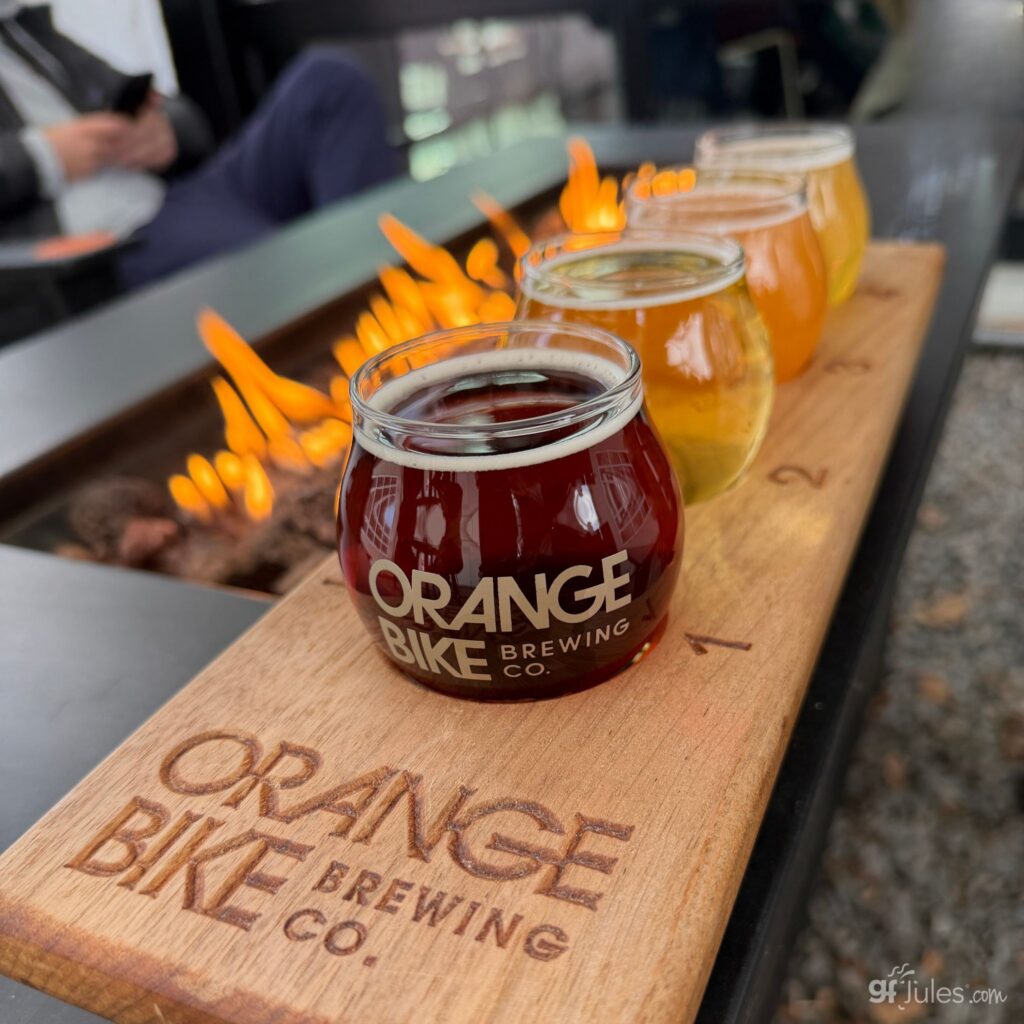 Orange Bike Brewing Co flight of gluten free beers