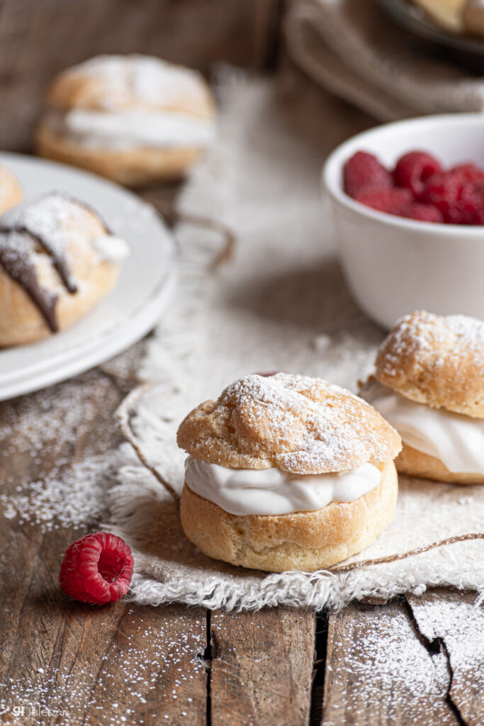 gluten free puff pastry filled with cream vertical