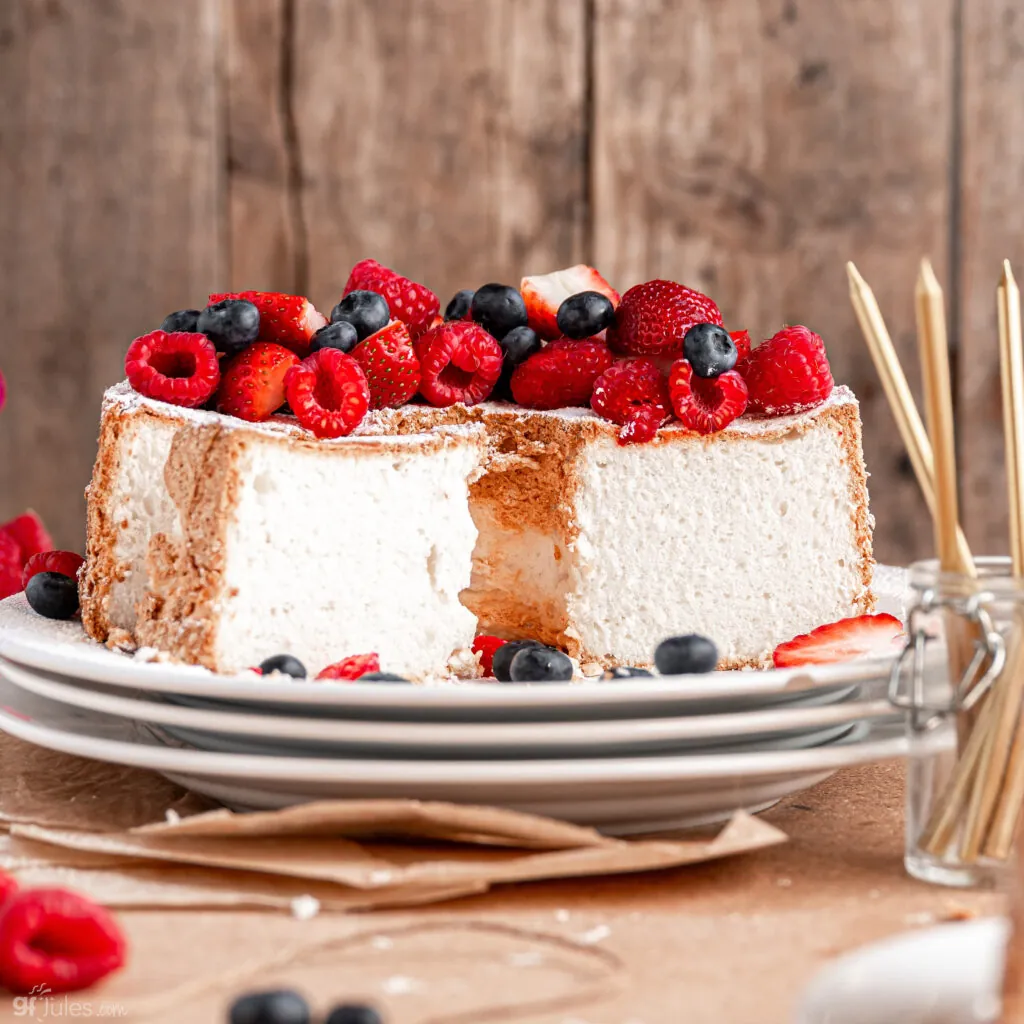 gluten free Angel Food Cake with berries