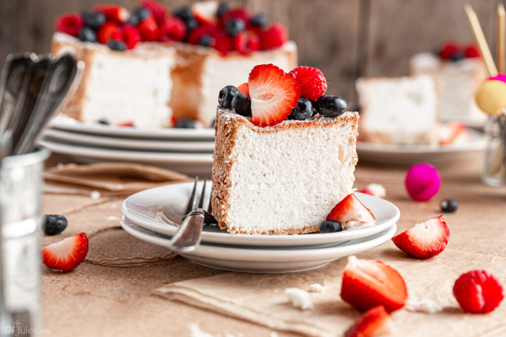 gluten free Angel Food Cake with slice