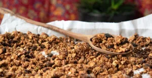 Gluten Free Sourdough Granola on baking sheet