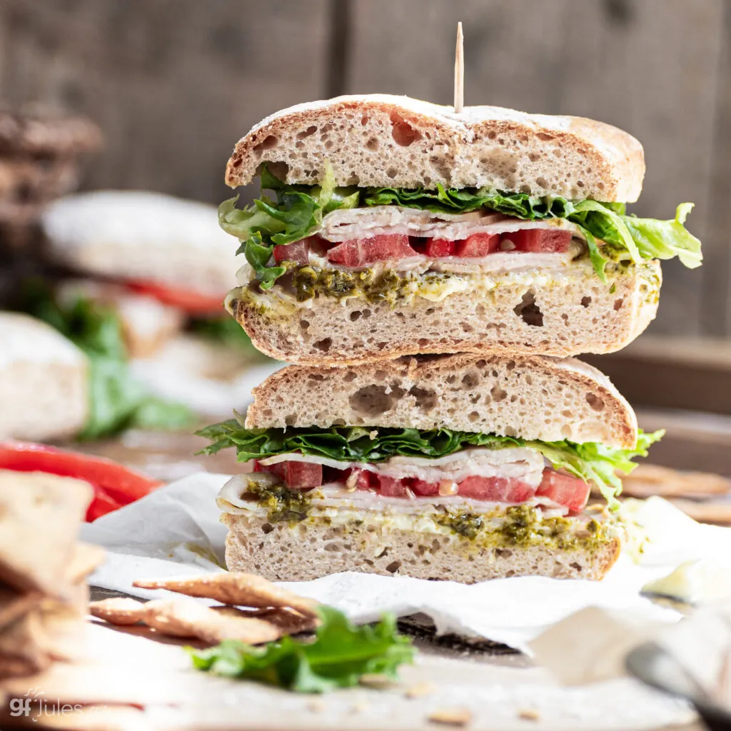 gluten free ciabatta sandwich stack