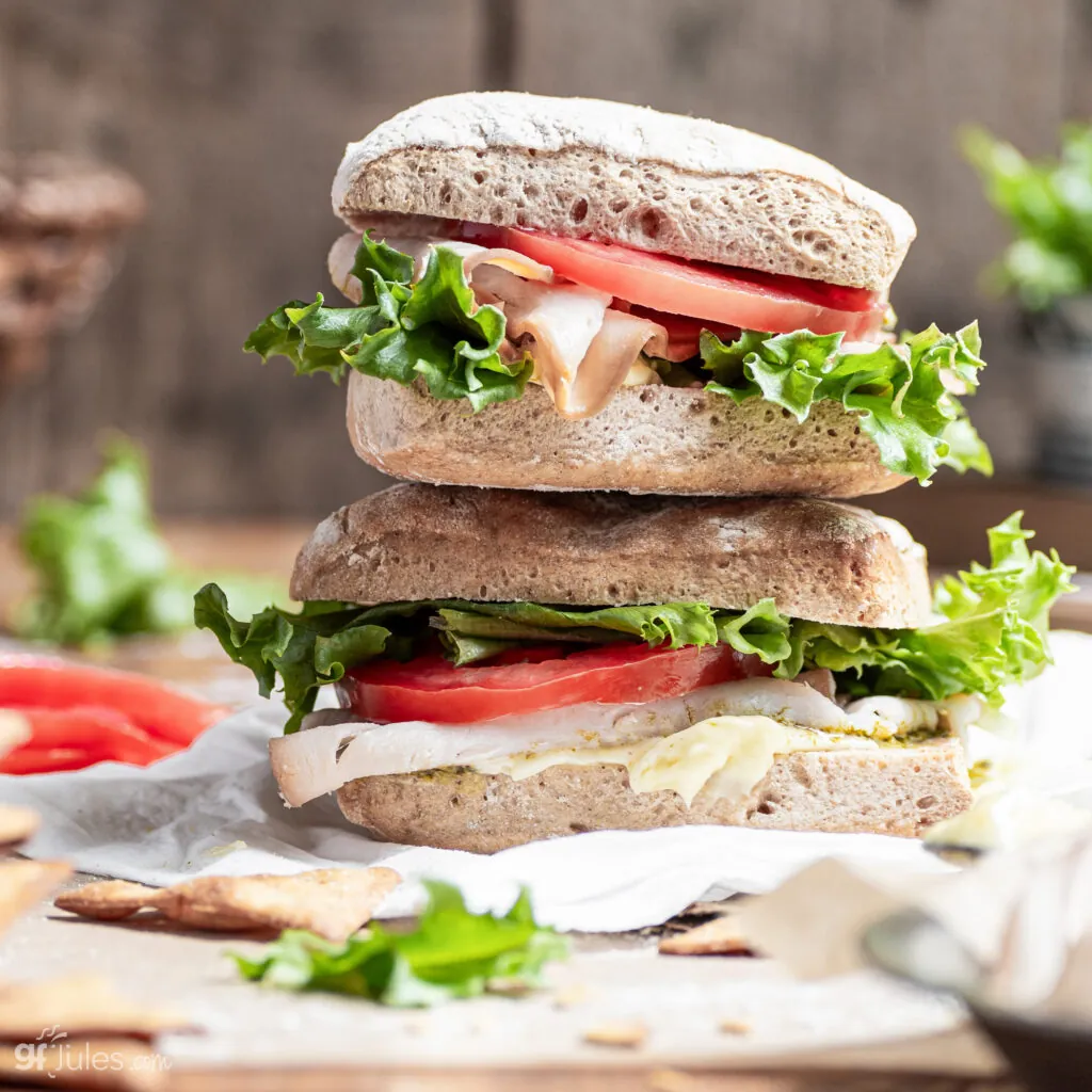 gluten free ciabatta sandwich stack 2