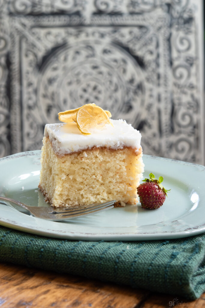 gluten free key lime sheet cake sliced