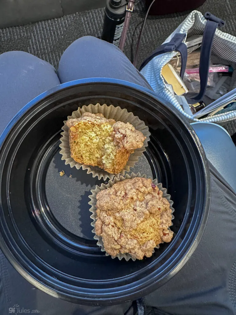 Gluten Free Zucchini Muffins on the airplane