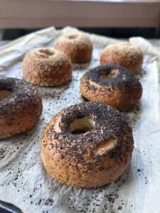 gluten free bagels on tray