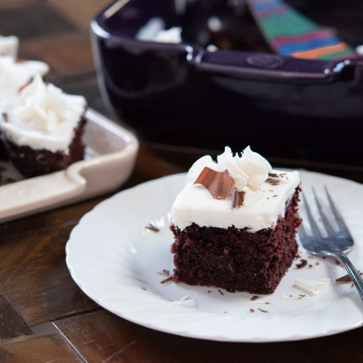 gluten free red velvet slice with fork