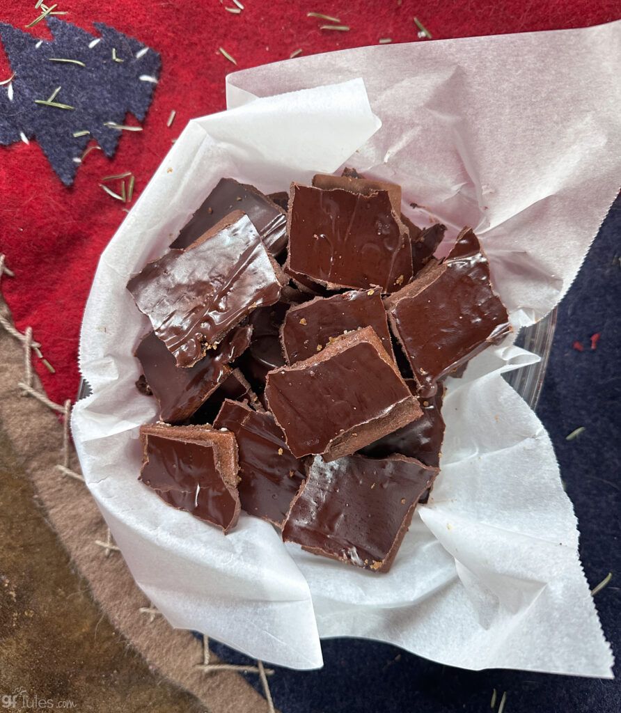 gluten free chocolate graham cracker toffee in bowl