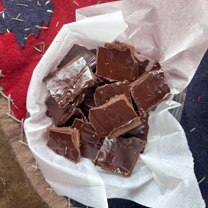 gluten free chocolate graham cracker toffee in bowl