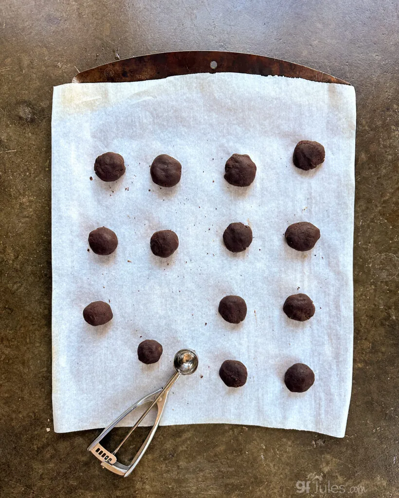 Chocolate spice cookie dough on tray